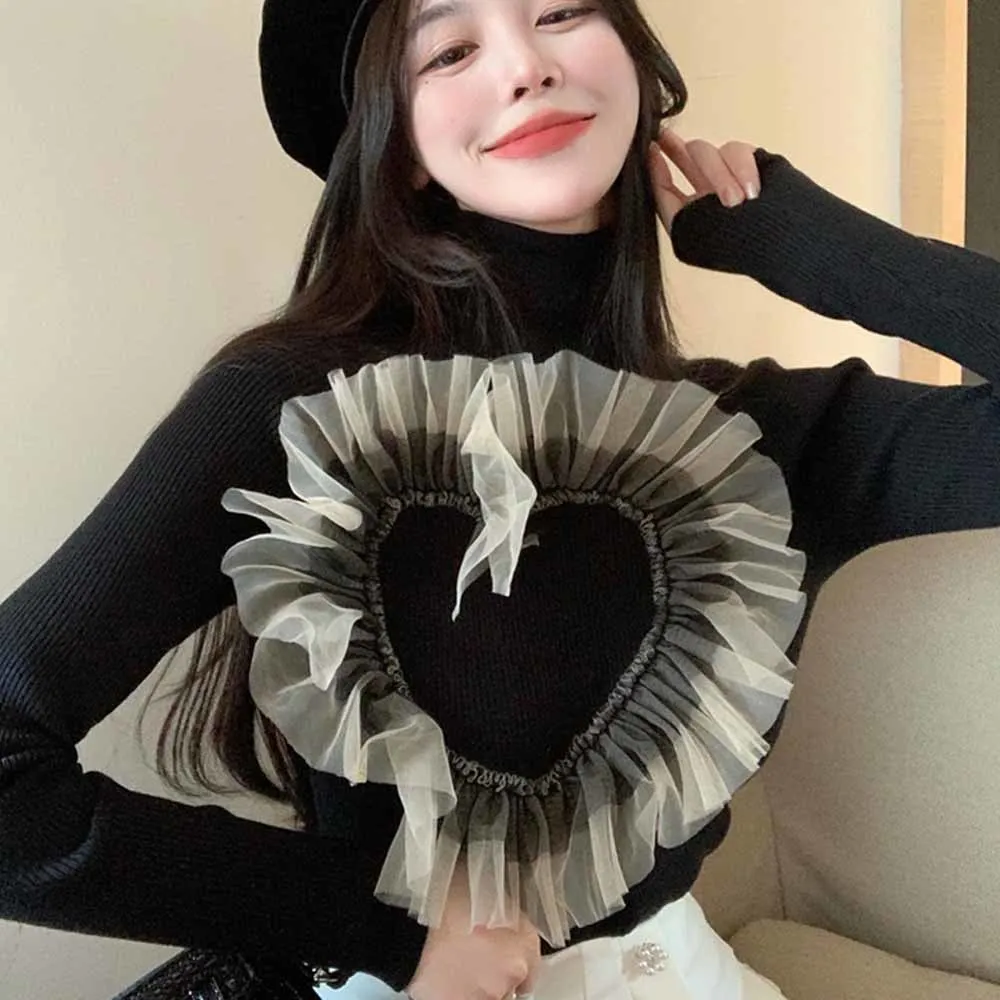 

Женский трикотажный свитер-водолазка, с длинным рукавом