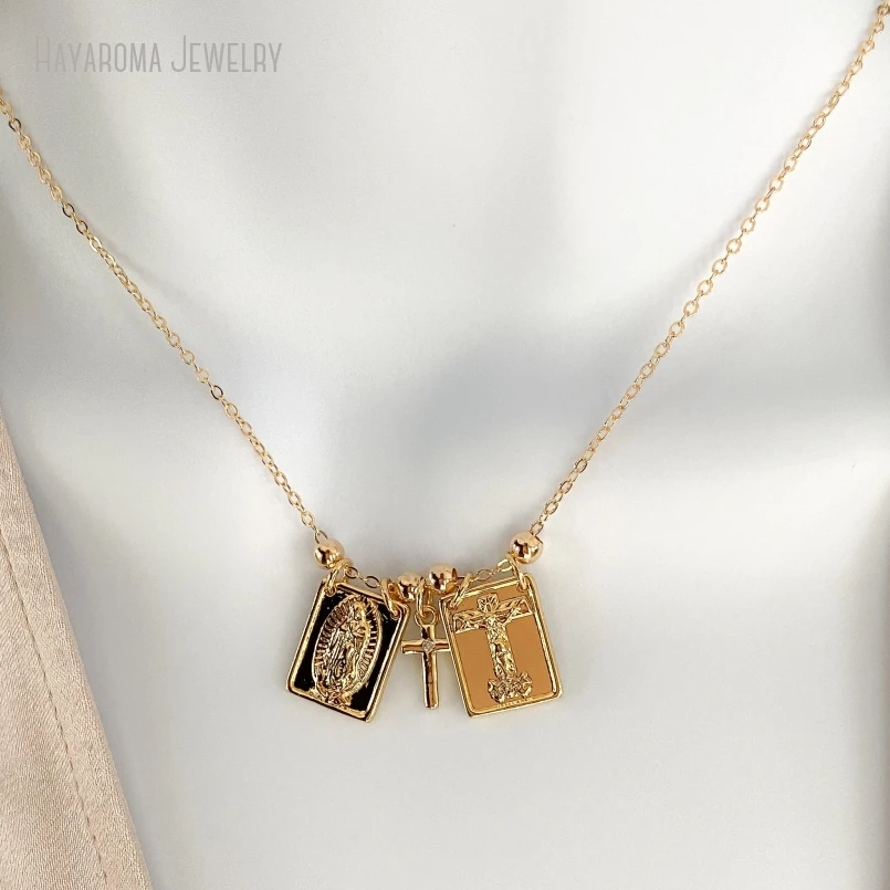 10 шт. лопастное ожерелье с крестом религиозное Девы Марии священное сердце