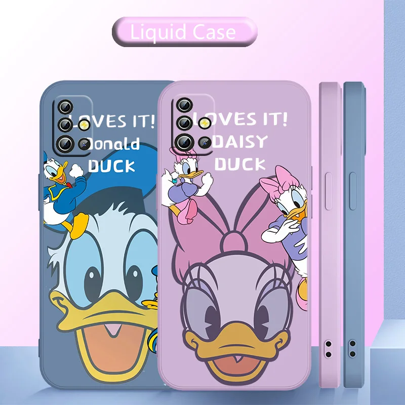 Disney Big Head Donald Duck Phone Case Liquid Rope For OPPO Reno 7 6 SE Z Find X5 X3 X2 Neo Lite Pro Luxury Silicone Back Soft
