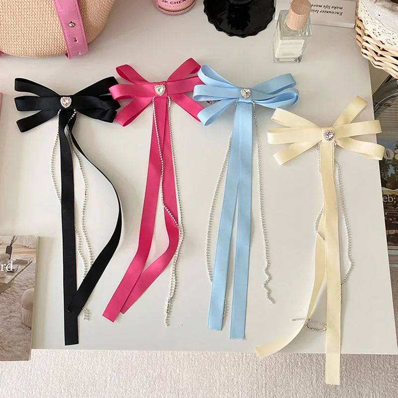

VANIKA Fashion Fabric Bow Hair Clips Elegant Crystal Tassel Hairpins for Women Girls Hair Accessories Luxulry Jewelry Gifts