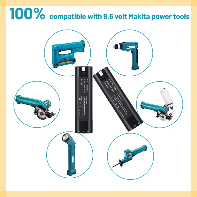 

For Makita 9.6V 6.8Ah NI-MH Battery Replacement 9000 9002 9033, 6095D 6096D 6093D 6012HD DA391D 5090D 4390D 8402VD ML902