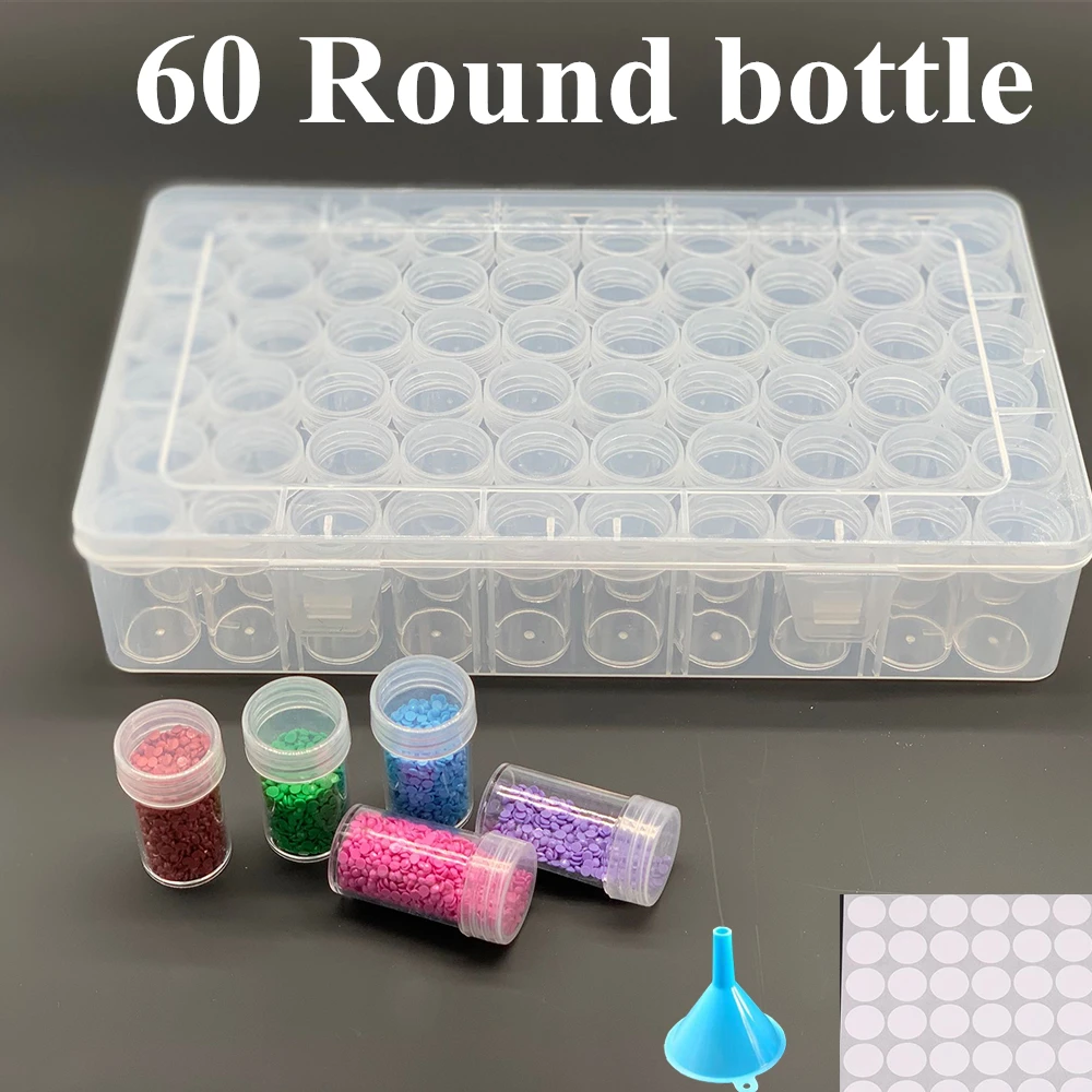 

28/56/32/60/64/80 Bottle Cans Square/Round Diamond Painting Storage Box DIY Diamond Embroidery Accessories Bead Container Mosaic