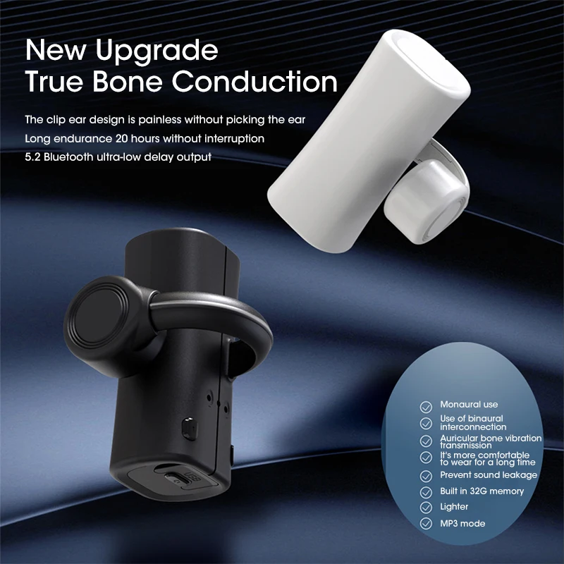 

New Bone Conduction Earphone Sport Running Waterproof Wireless Bluetooth-compatible Headset with Mic Low-Latency Game Earbuds