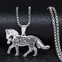 fashin viking horse stainless steel chain necklace for women silver color pendant necklace jewelry collier homme n4028s08