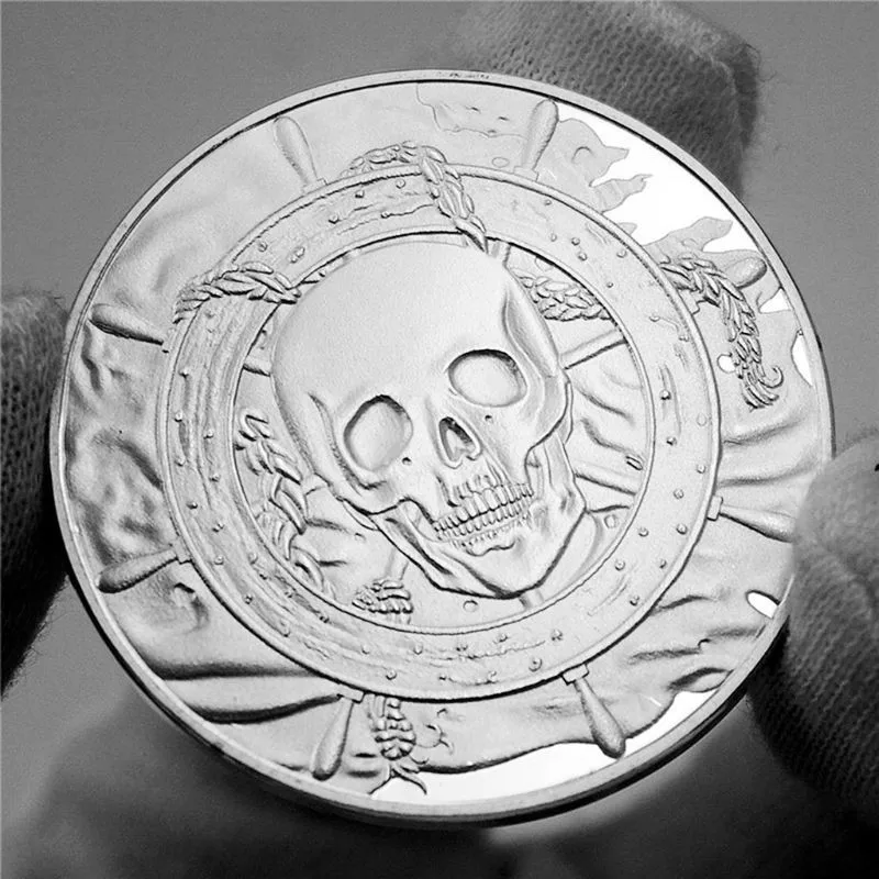 

Skull pirate ship series Beluga embossed silver medal imitation commemorative coins copy