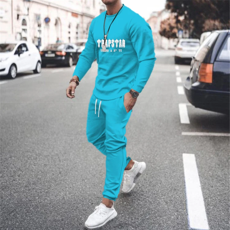 

2022 fashion Spring and Autumn Trapstar sportswear long sleeve T-shirt suit men's street fashion boys large 2 sets