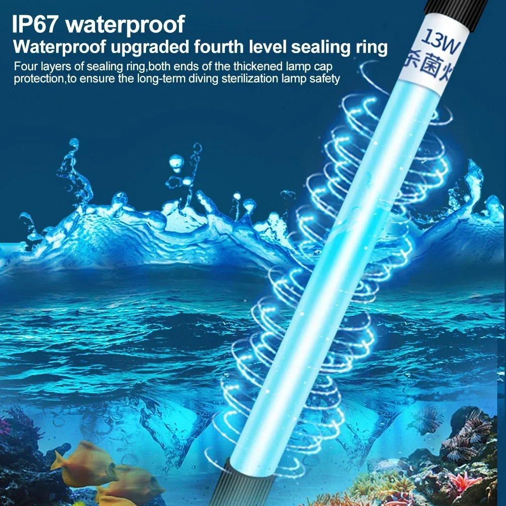 5-13 Вт аквариумный погружной УФ-стерилизатор лампа очиститель воды для аквариума