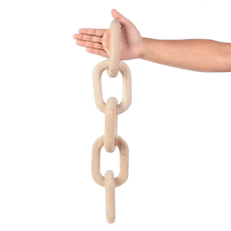 Wood Chain Link Decor Coffee Table Desktop Decorative Wooden Chains for Home Festival Farmhouse Living Room Decoration