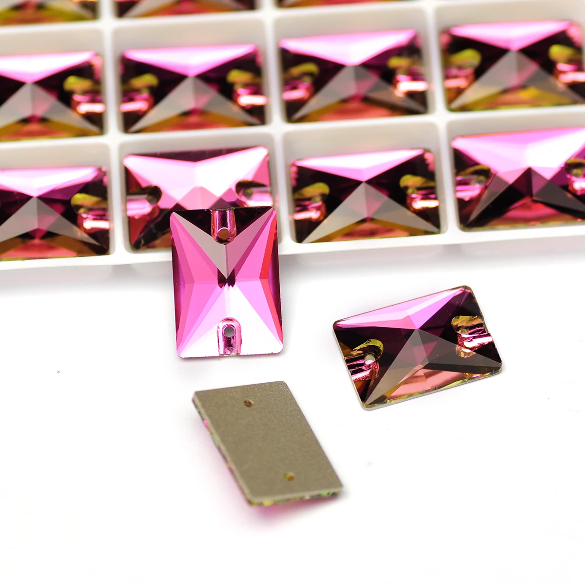 

Rose Shiny Rectangle Glass Strass Flatback Crystal Sew On Rhinestones Crafts Glitter 3D Sewing Accessories Design Decorations