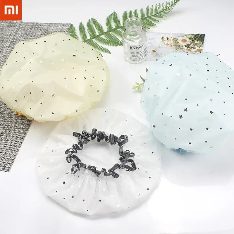 

Головной убор Xiaomi двухслойный для душа, утепленная Водонепроницаемая Дамская шапка с принтом звезд, с эластичным ремешком