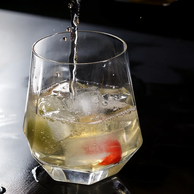 Стакан для воды виски 300 мл нескользящий кофе молока алмазный шестиугольный