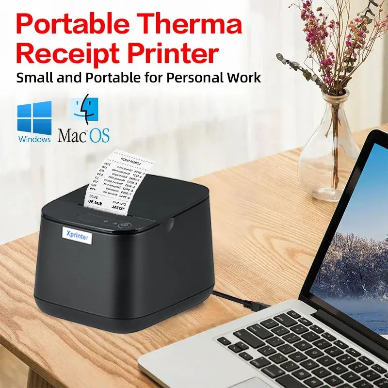 Портативный термопринтер для чеков миниатюрная печать USB Bluetooth POS-принтер с