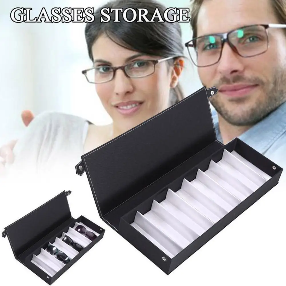 

8 Slot Grids Glasses Case Eyeglass Sunglasses Glasses Storage Display Grid Stand Case Box High Quality Holder Glasses Organizer