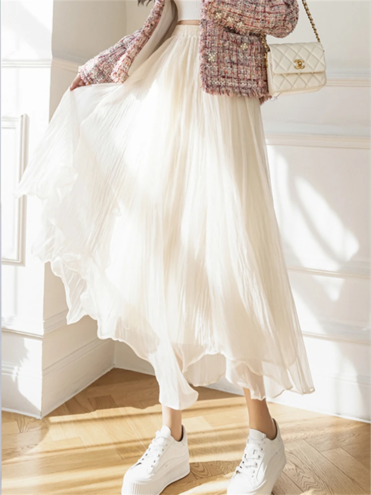 Юбка Женская средней длины с завышенной талией повседневная элегантная