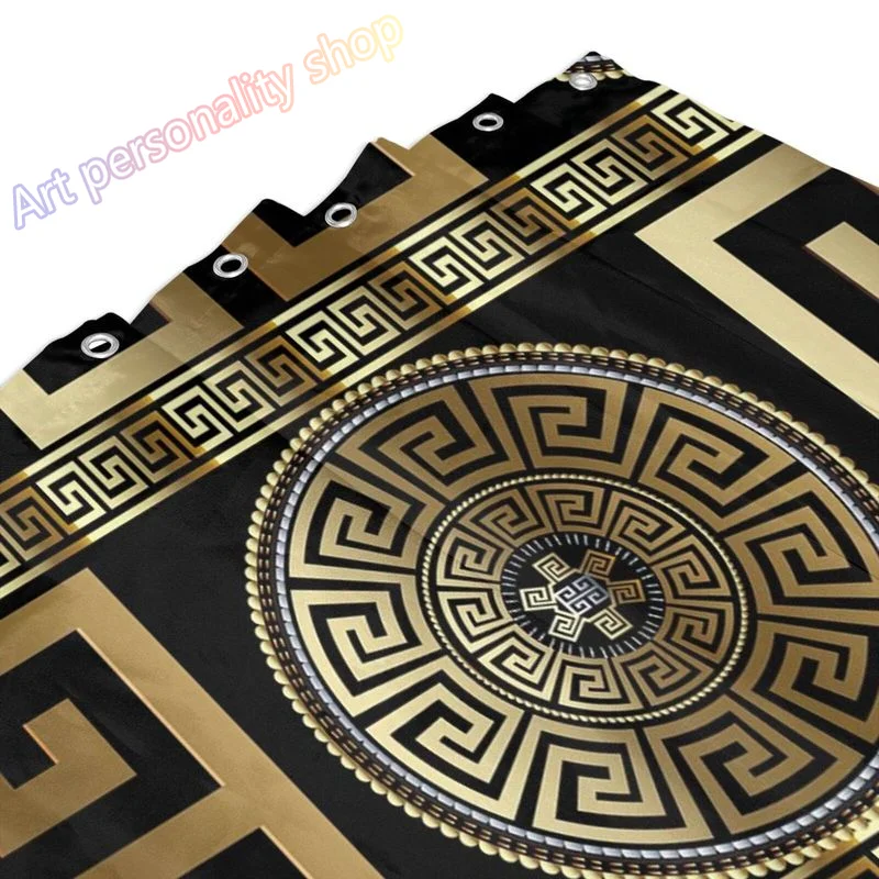 Роскошная 3d-занавеска для ванной комнаты в стиле барокко черного и золотого