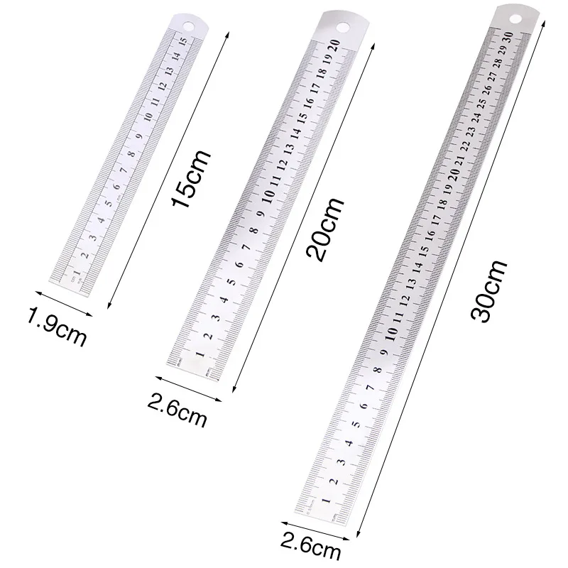 3Pcs/Set 15cm/20cm/30cm Metal Stainless Steel Angle Ruler For Engineering School Office   Square Measure Goniometro Level Tool