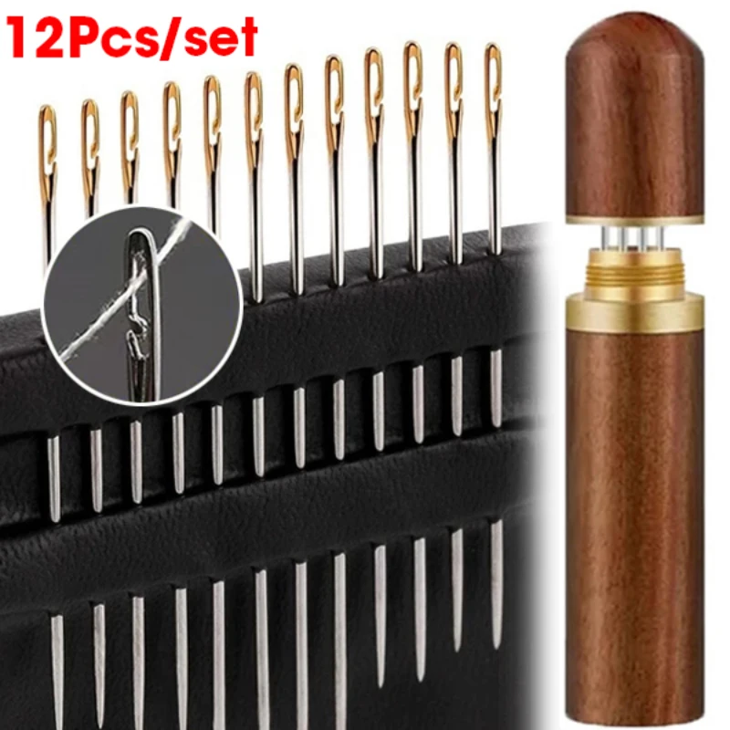 

12Pcs Side Piercing Sewing Needless Elderly Needle-side Hole Blind Needle Household Sewing Stainless Steel Hand Sewing Needless