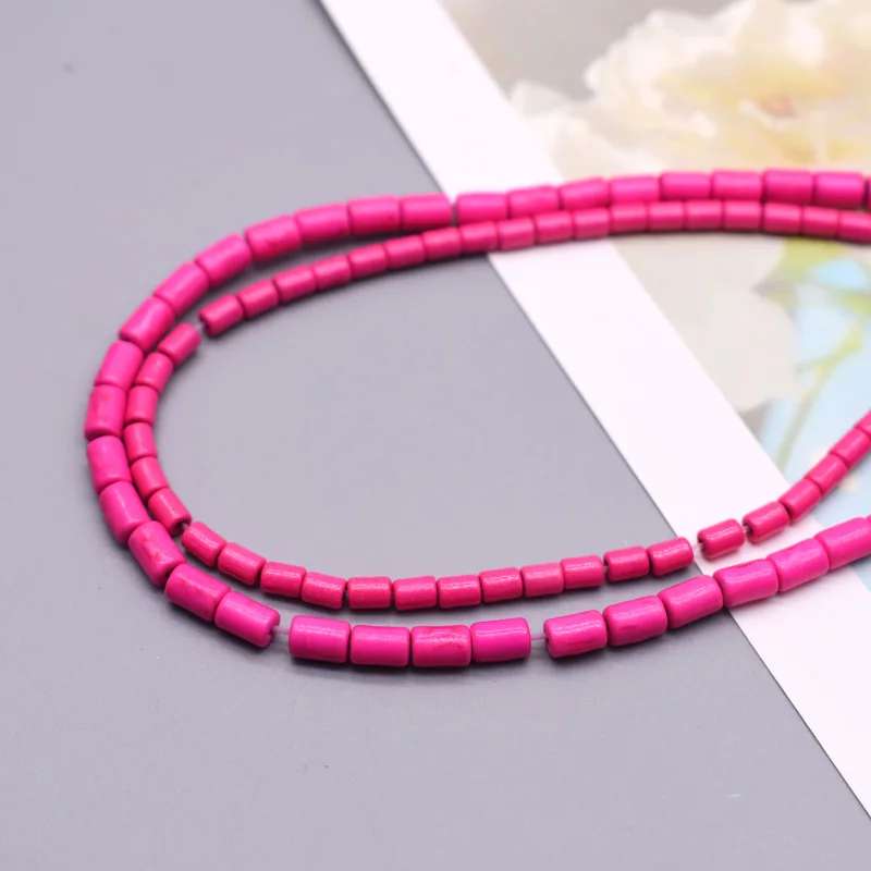 3x5mm4x6mm яркие гладкие розовые красные цветные трубчатые бусины из натурального бирюзового камня, свободные бусины для изготовления ювелирны... (art.: 3920bc519ab89) - 3920bc519ab89