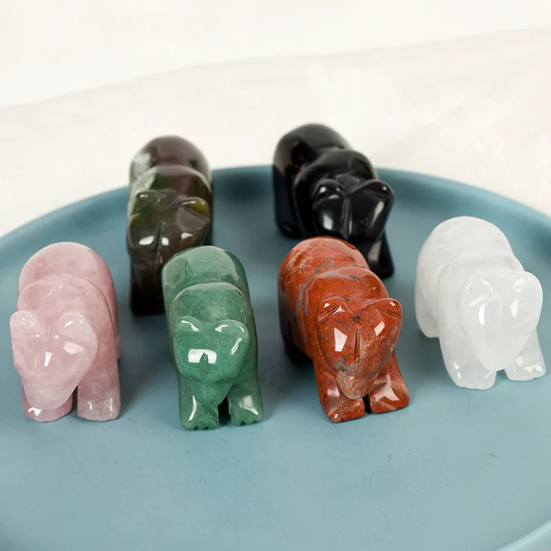 1 шт. 2 дюйма резная статуя милого медведя из натурального камня необработанный