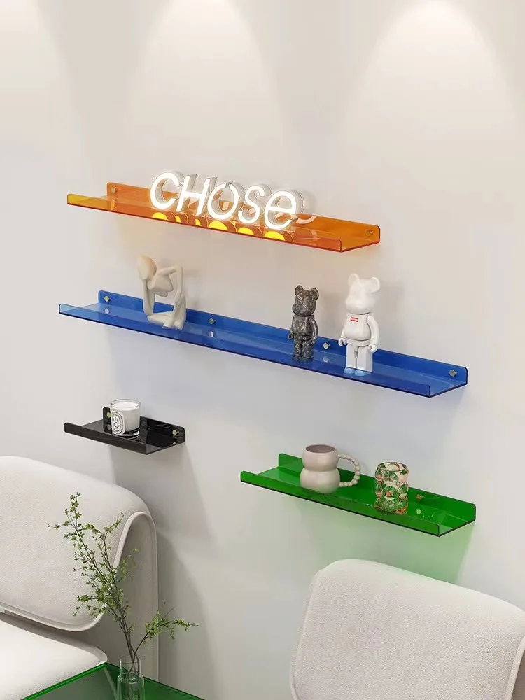 

Bathroom Stand Colored Acrylic Wall Shelf Living Room Background Wall Decoration Storage for Store Wall Hanging Shoe Bag Rack