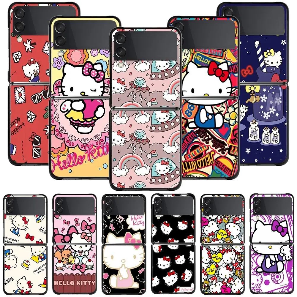 

Phone Case For Samsung Galaxy Z Flip3 5G Smartphone Cover For Samsung ZFlip 3 z flip ZF3 PC Hard Coque Hello Kitty
