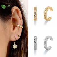 minimalist 18k gold plated earrings for women 2022 luxury jewelry fashion crystal hoop ear clips wedding premium accessories