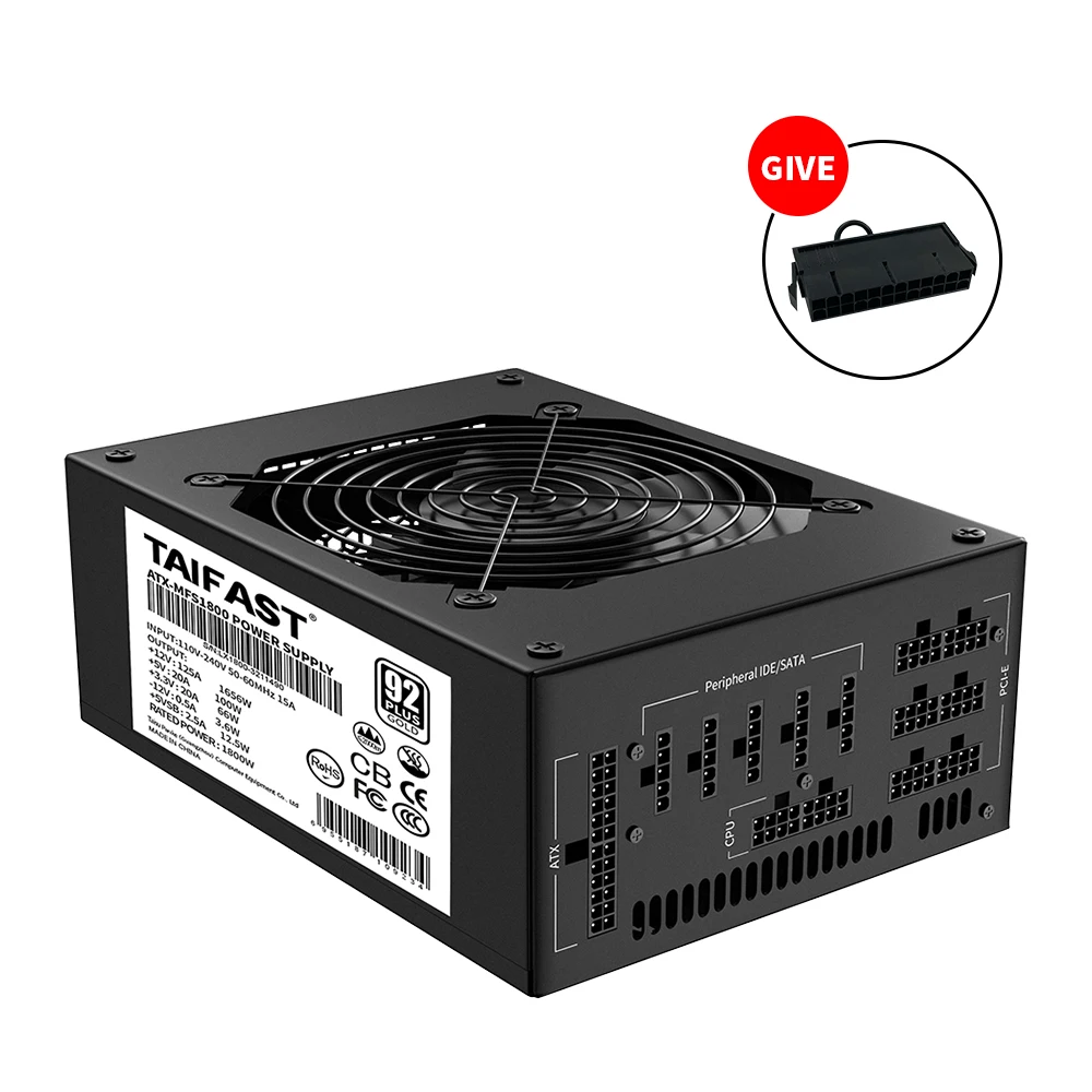 

HOT!!! PSU ATX MF1800W Power 92plus gold non-modular PSU High voltage Ver2.3 Power supply Machine Power in stock