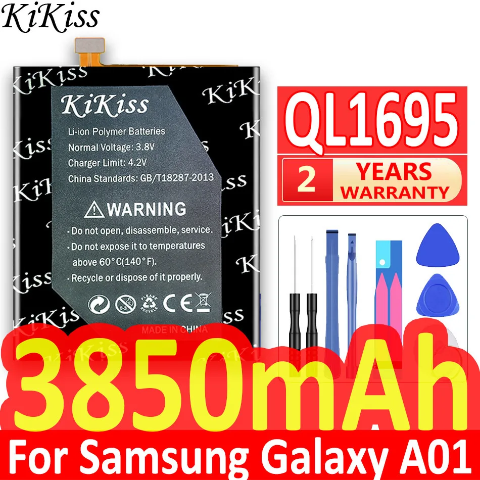 

100% новый KiKiss Сменный аккумулятор для телефона QL1695 для Samsung Galaxy A01 3850 мАч Аутентичные батареи