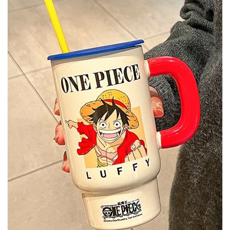 Новая керамическая кружка One Piece с Луффи и Ророноа Зоро, с ярким мультяшным принтом, большой емкости, портативная, для пар, кофейная кружка, подарок (art.: 3920dbdcb1635) - 3920dbdcb1635