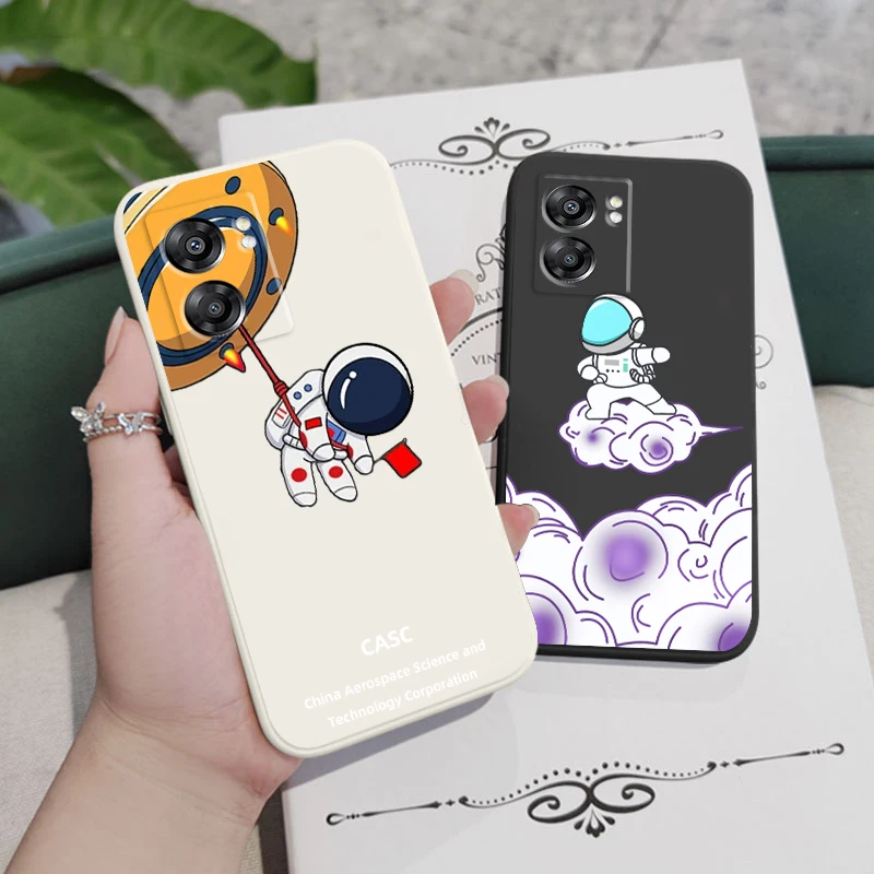 

Astronaut Cartoon Luxury Phone Case For OPPO Find X5 X3 Lite F21 A96 A94 A93 A77 A76 A74 A72 A57 A53S A16 A9 5G Liquid Rope