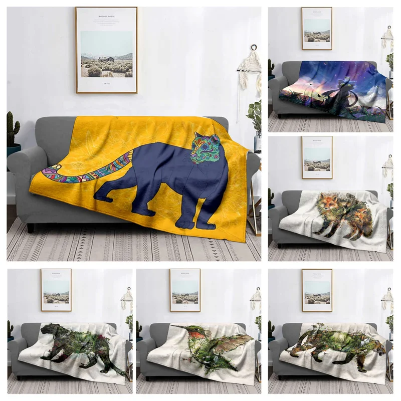Домашнее украшение плюшевое одеяло для дивана красочное покрывало с животными
