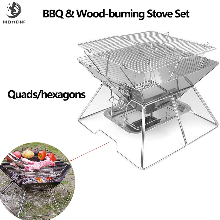 

Портативная деревянная плита, уличный складной гриль из нержавеющей стали для барбекю, барбекю, пикника на открытом воздухе