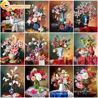 chenistory diy pictures by number flower oil painting by numbers vase drawing on canvas handpainted painting art gift home decor