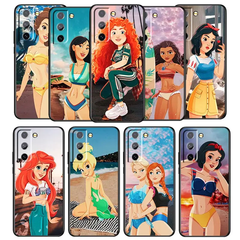 Beautiful beach princess Phone Case For Samsung Galaxy S22 S21 S20 S10 S10e S9 S8 S7 PRO Ultra Plus Lite Black luxury Silicone