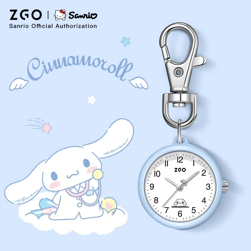 Фото Женские карманные часы ZGO Sanrio Cinnamoroll, часы с подвеской в простом дизайне, водонепроницаемые, кварцевые часы, подарок 733 №1