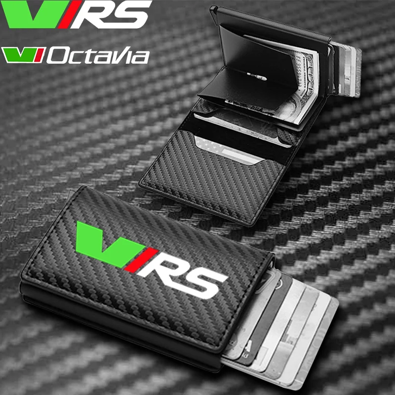 

Деловой коричневый кожаный рчид-бумажник из углеродного волокна для Skoda VRS Octavia FABIA KAMIQ KAROQ KODIAQ RAPID SUPERB