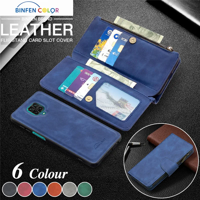 

Magnetic Leather Wallet Phone Case For XiaoMi POCO M3 X3 RedMi 10X Note 9 Pro Max 9S 8 7 8A 7A Zipper Purse Card Cover Coque Bag