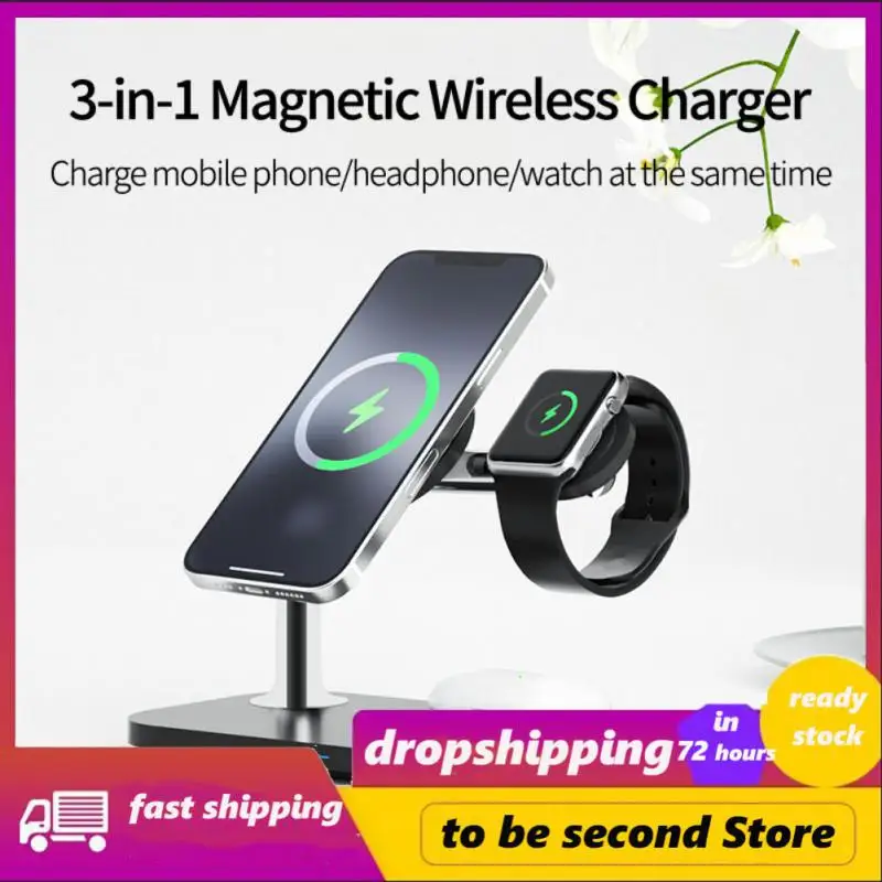

3 In 1 Safe Phone Wireless Charging Charger White Charger Stand Simultaneous Charging Phone Charger Stand Phone Accessories 15w