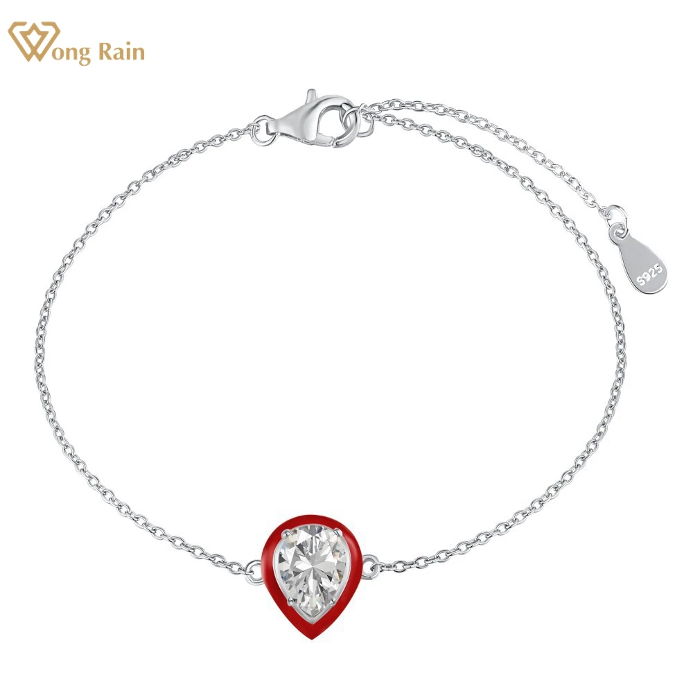 

Wong Rain 925 пробы Серебряная Груша 6*8 мм высокоуглеродный алмаз драгоценный камень 18 к позолоченные браслеты браслет ювелирные украшения оптов...