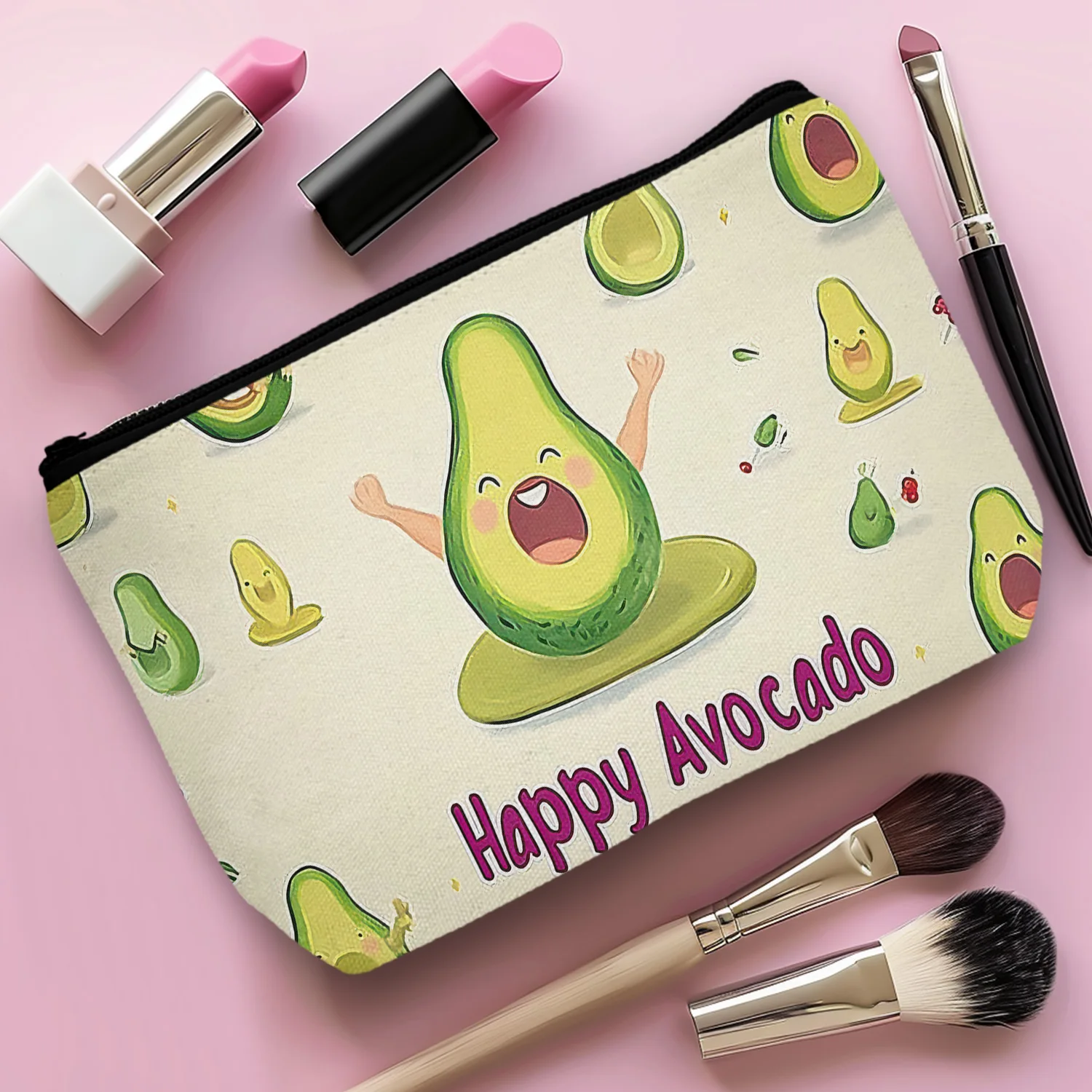 1 шт. косметички с надписью Счастливый авокадо многоразовая косметичка рисунком