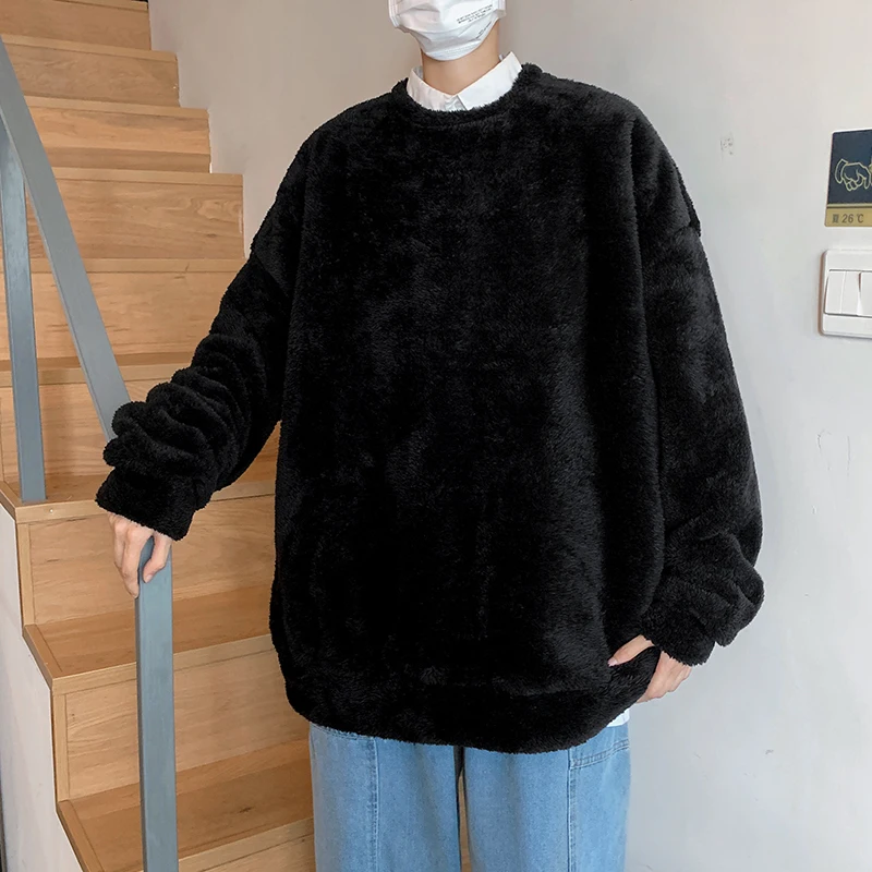 Свитшот мужской с круглым вырезом красивая универсальная мешковатая теплая