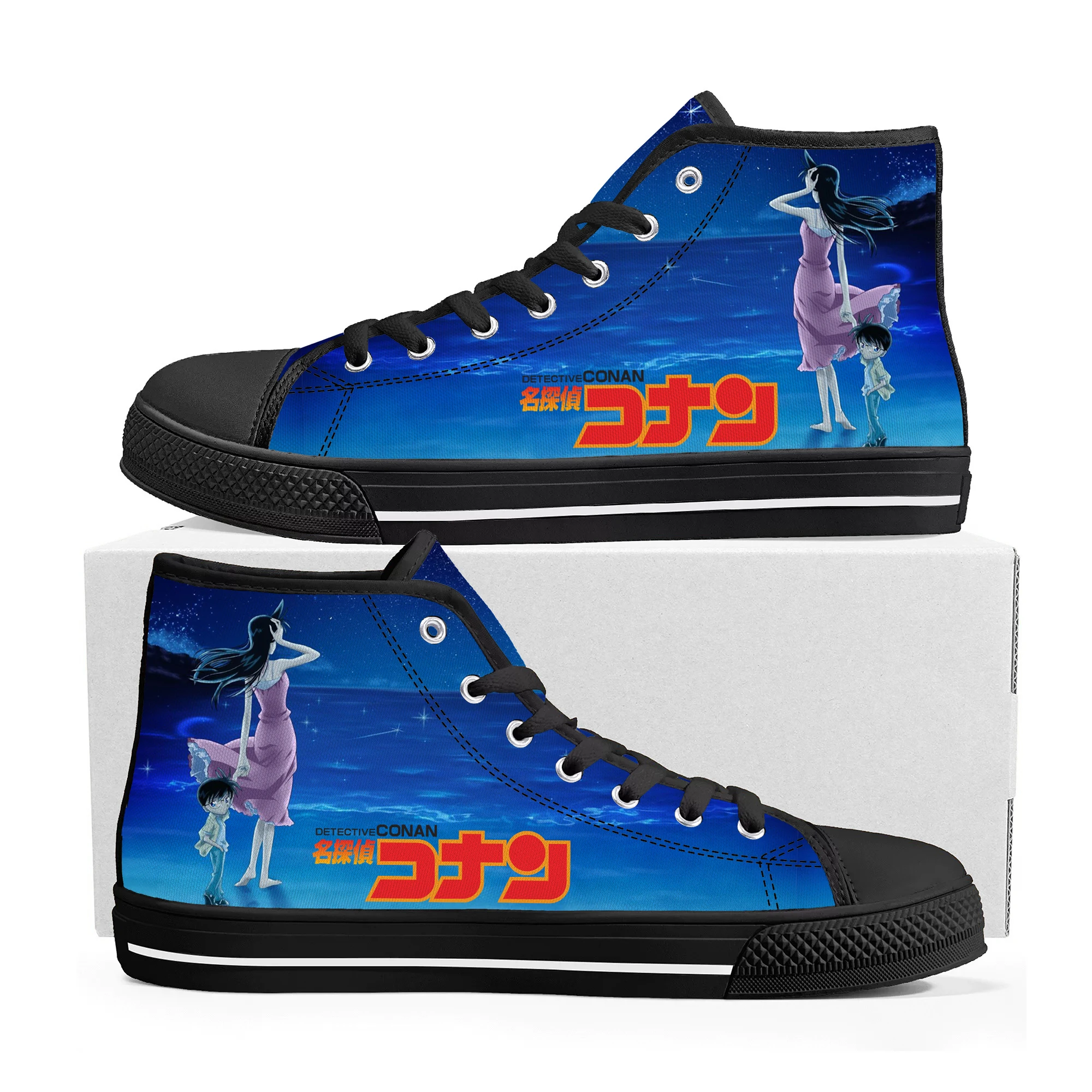 

Japanese Anime Detective Conan High Top Sneakers Men Women Teenager High Quality Canvas Sneaker Cartoon Casual Custom Made Shoes