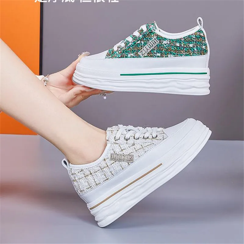 

7cm platform wedge sneakers white shoes genuine leather for women casual shoes leisure hidden heel women summer shoes