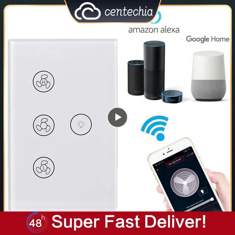 

Tuya Fan Lamp Switch Wifi Ceiling Fan Speed Controller Light Switch On/off Tuya Smart Life APP Remote Alexa Google Voice Control