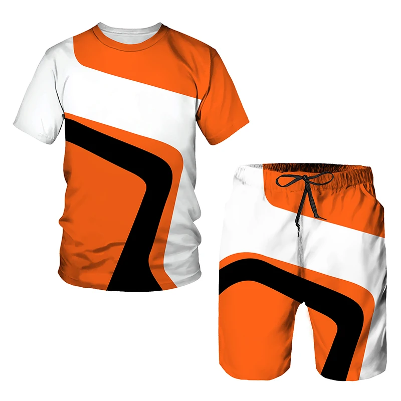 Summer Men's T-shirt Shorts 2 Piece Set Oversized Training Clothes Streetwear Casual Tracksuit Men Sportswear jogging Suit