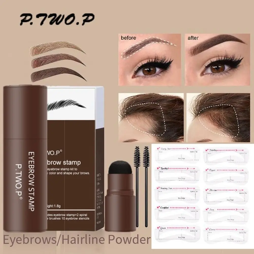 

​ Waterproof With 10 Kinds Reusable Eyebrow Stencils One Step Shaping Makeup Set Eyebrow Stamp Brow Stamp Shaping Kit