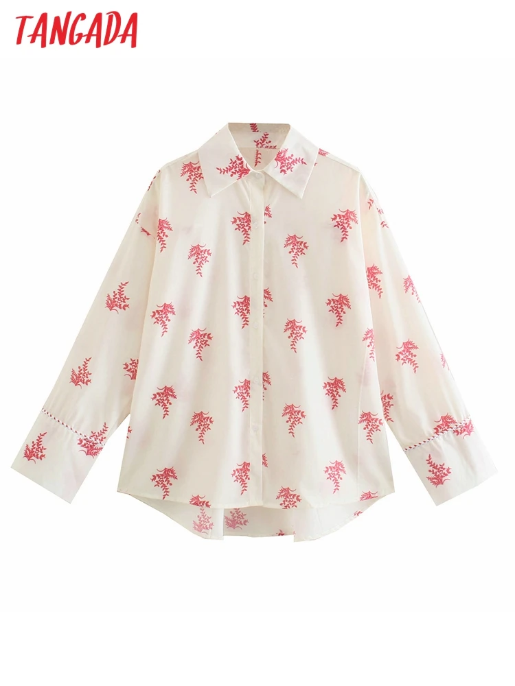 

Женская винтажная рубашка с цветочным принтом, с длинным рукавом