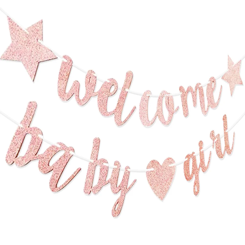 

Baby Banner Party Shower Birthday Welcome Gender Reveal Decoration Flags Supplies Glitter Garland Bunting Hanging Flag Decor