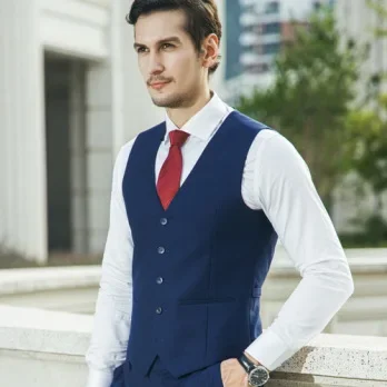 Модный мужской костюм жилет внутренний синий универсальный деловой наручный