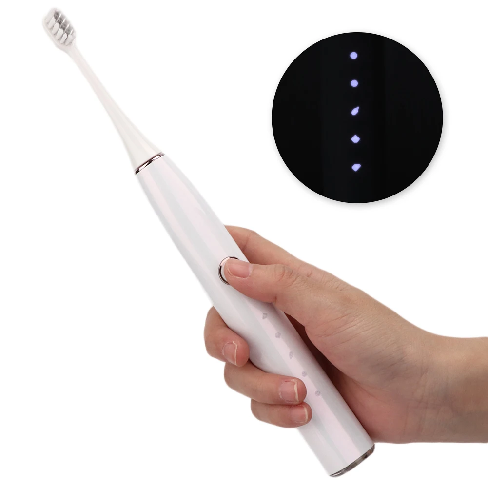 5 Modes Ultrasonic Electric Toothbrush Adult Dual Use 3 Soft Tooth Brush Head + Face Cleansing Head Oral Teeth Whitening Device